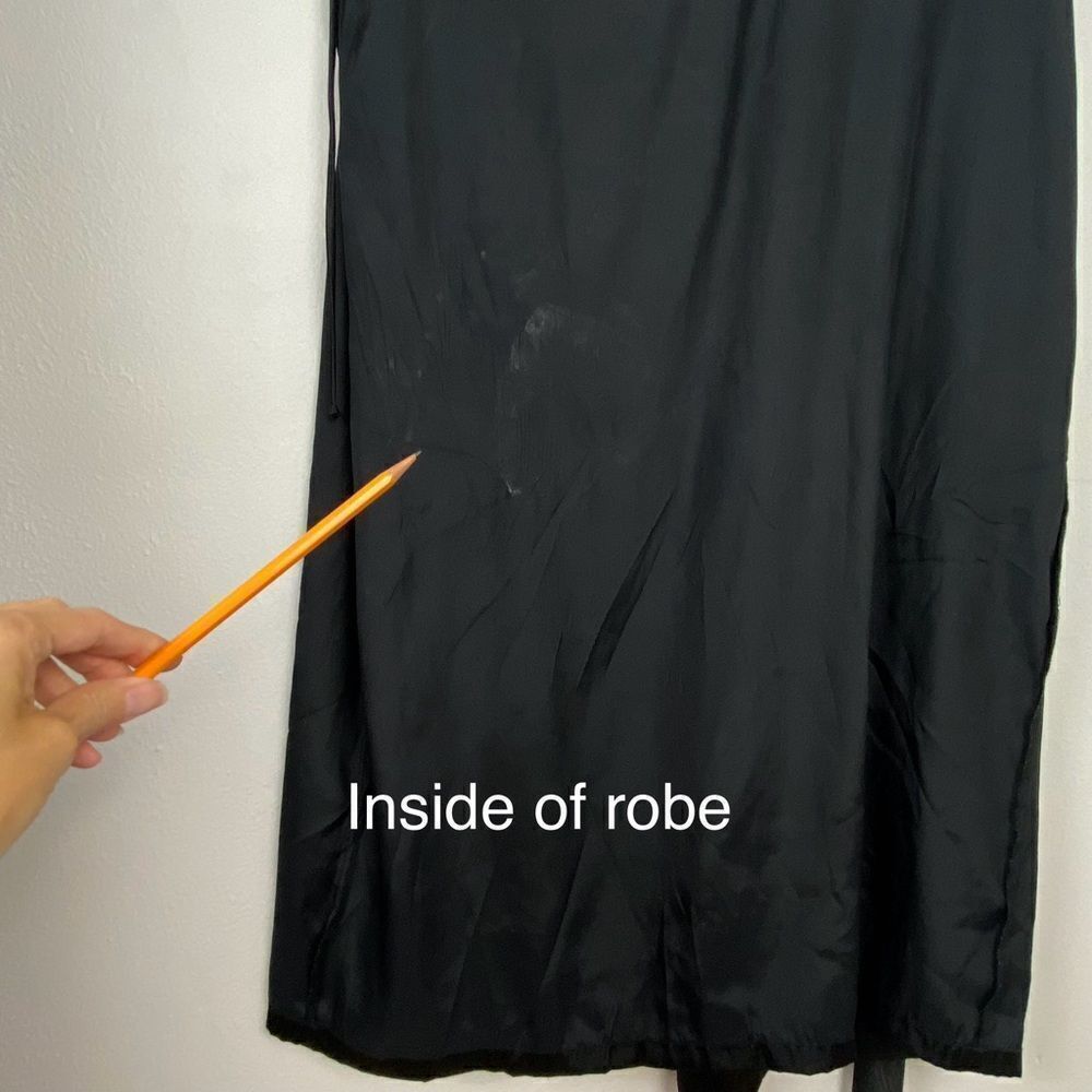 Vintage California Dynasty Womens Black Satin Maxi Robe Fairy Whimsigoth M - Picture 12 of 16